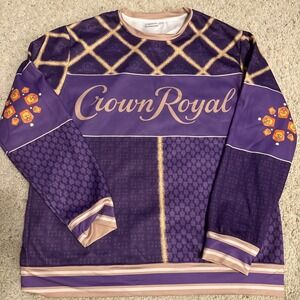 Crown Royal Branded Long Sleeve Shirt Large All Over Print With Logo On Chest